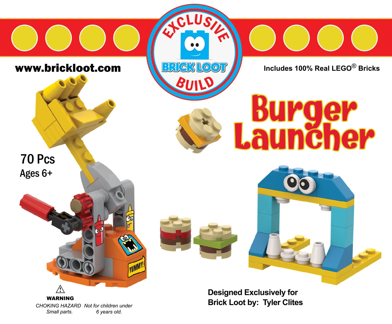 Exclusive Brick Loot Build Burger Launcher – 100% LEGO Bricks
