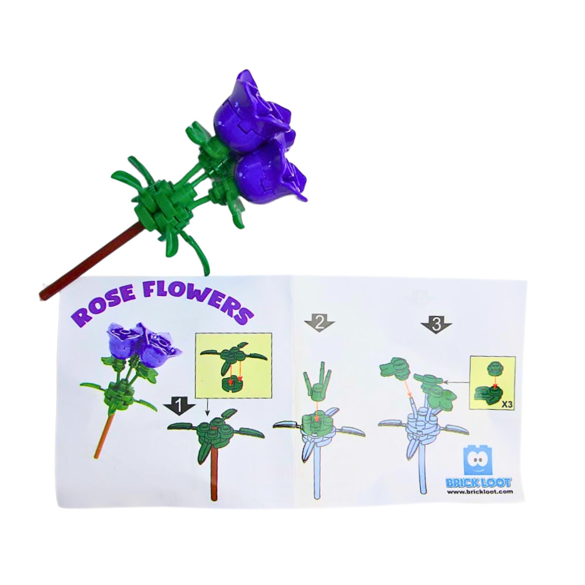 Purple Roses - Brick Flower Set